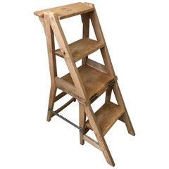 Antique 20th Century French Oak Stepladder Chair, 1920s