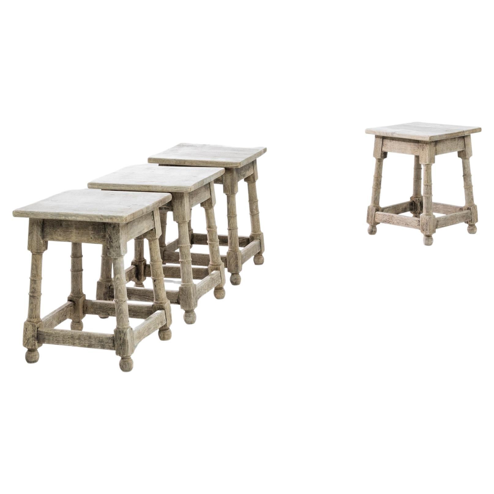 20th Century French Oak Stools, Set of Four