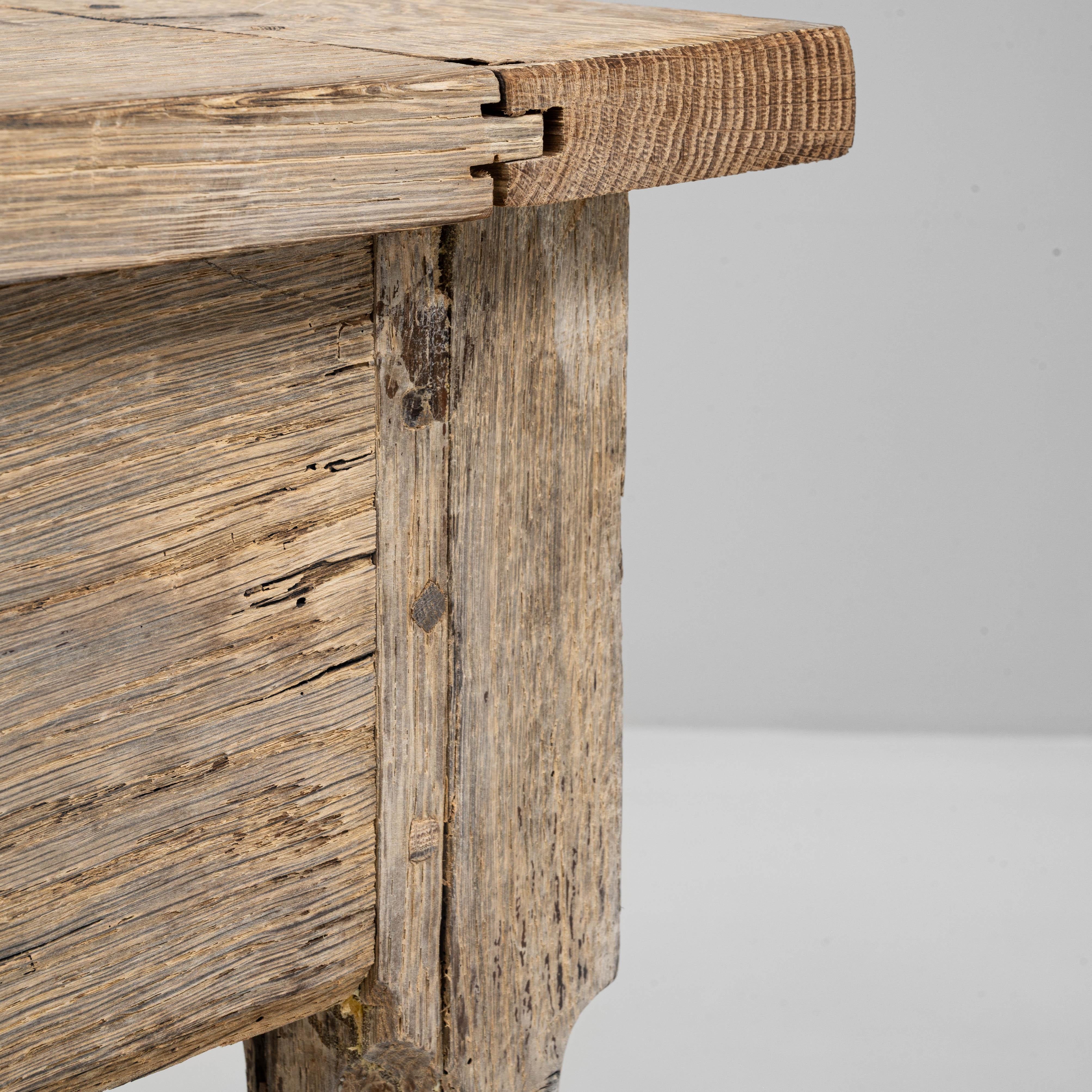 Table de salle à manger à tréteaux en Oak Oak français du 20e siècle en vente 4