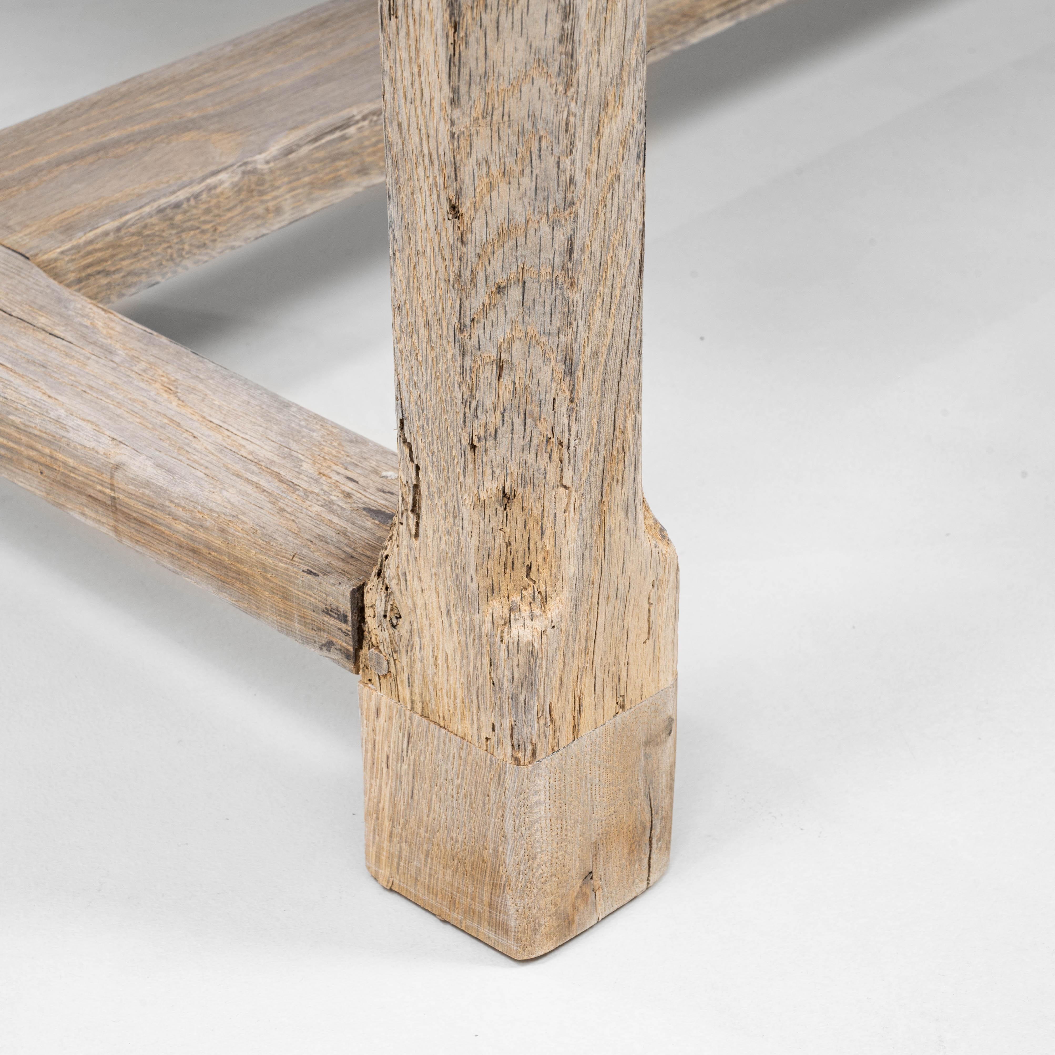 Table de salle à manger à tréteaux en Oak Oak français du 20e siècle en vente 5