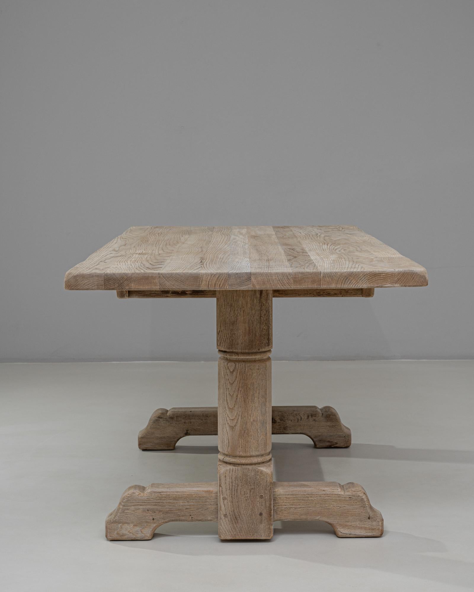 Table de salle à manger à tréteaux en Oak Oak français du 20e siècle en vente 5