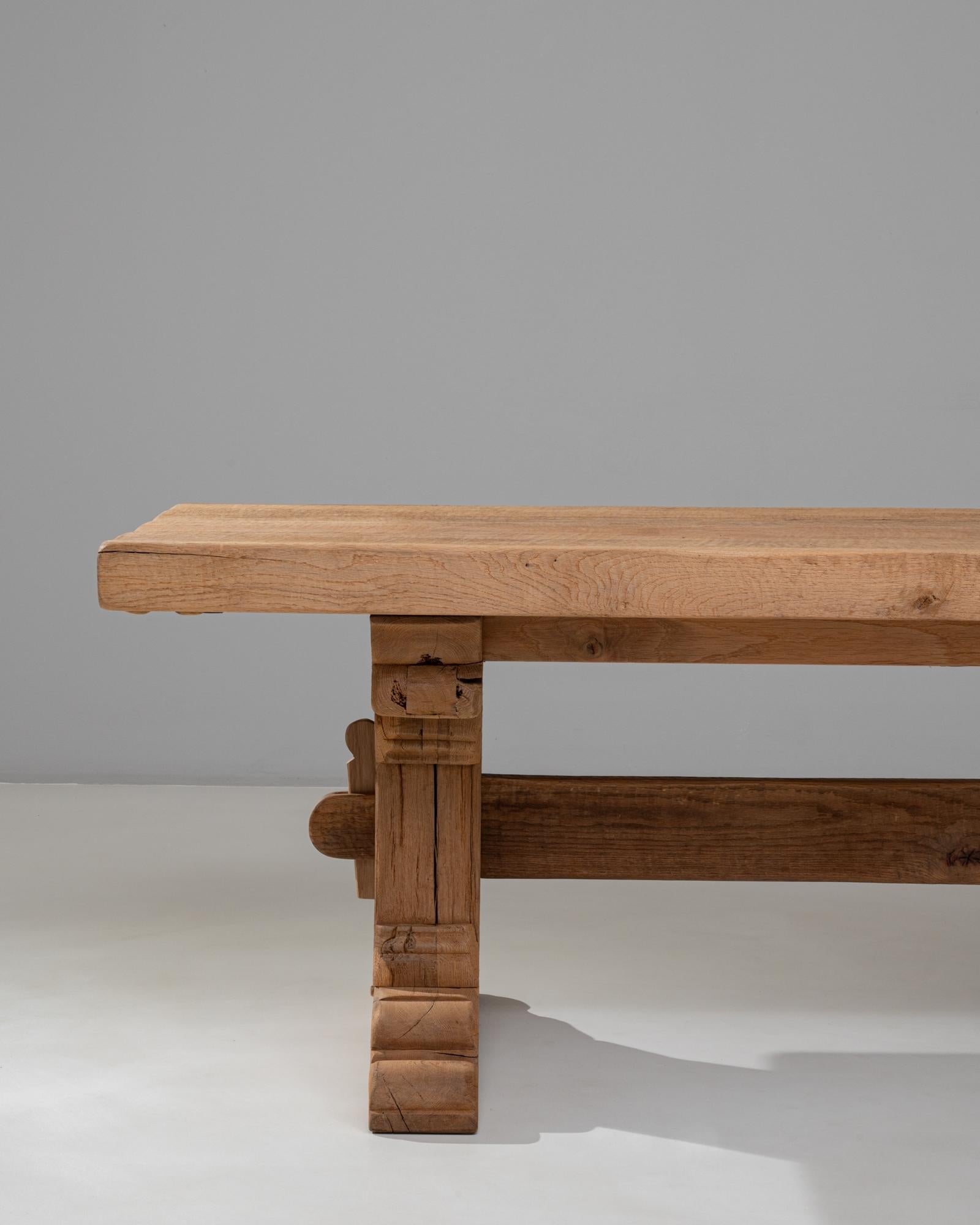 Table de salle à manger à tréteaux en Oak Oak français du 20e siècle Bon état - En vente à High Point, NC