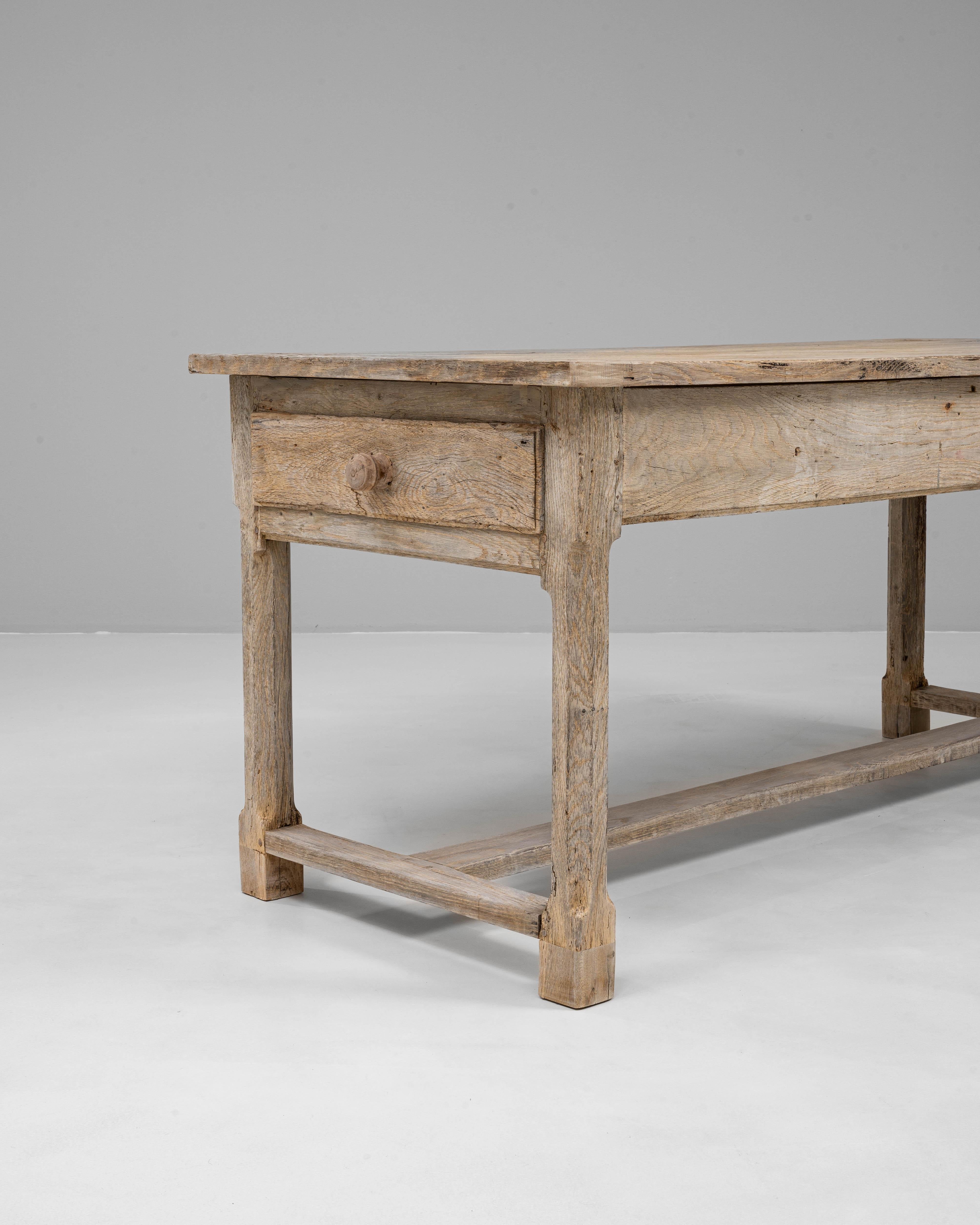 Table de salle à manger à tréteaux en Oak Oak français du 20e siècle en vente 2