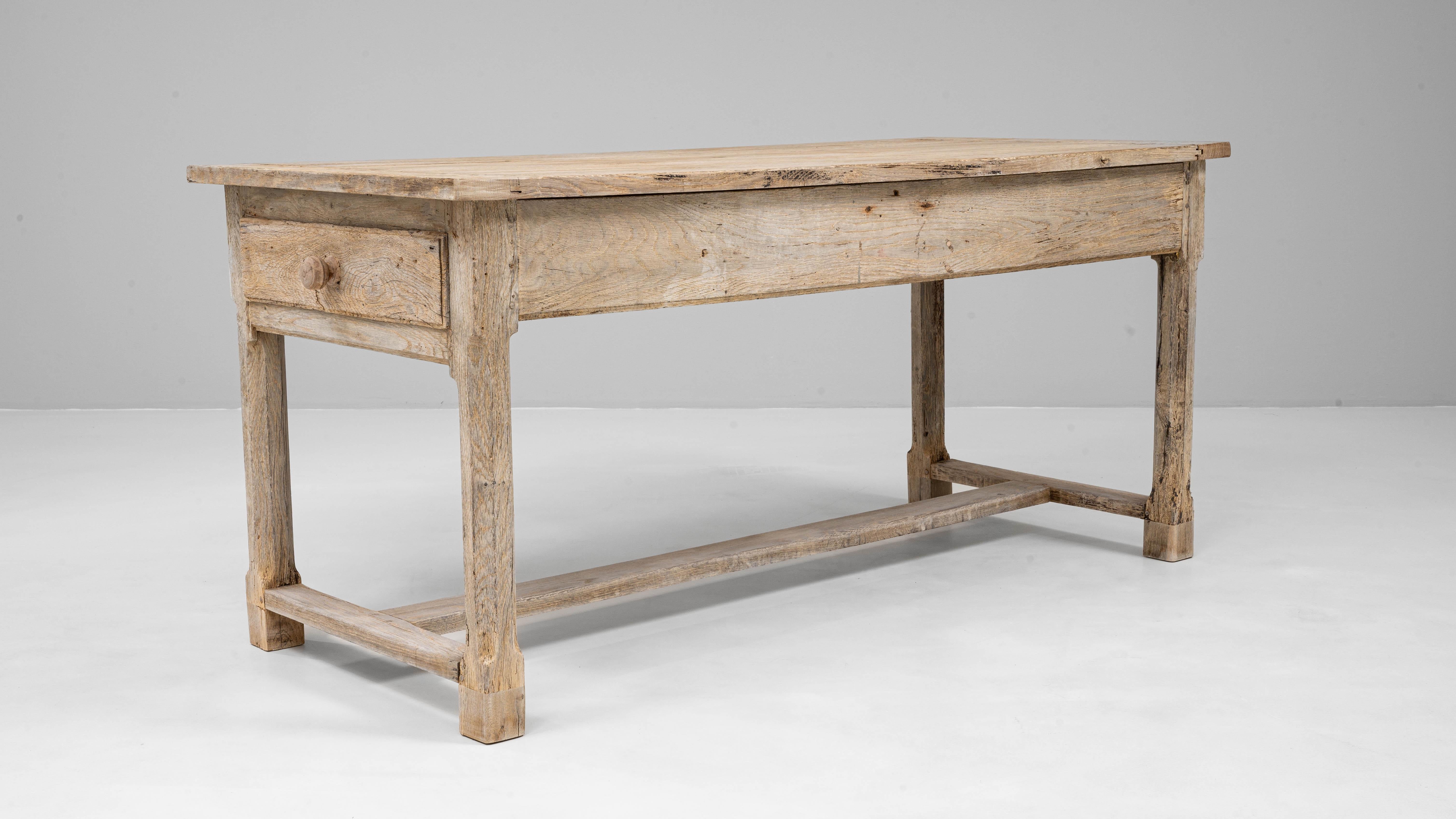 Table de salle à manger à tréteaux en Oak Oak français du 20e siècle en vente 3