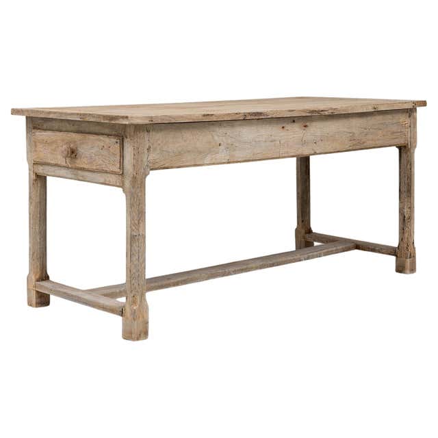 Vintage Rustic European Stripped Oak Trestle Dining Table For Sale at ...