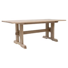 Table de salle à manger à tréteaux en Oak Oak français du 20e siècle