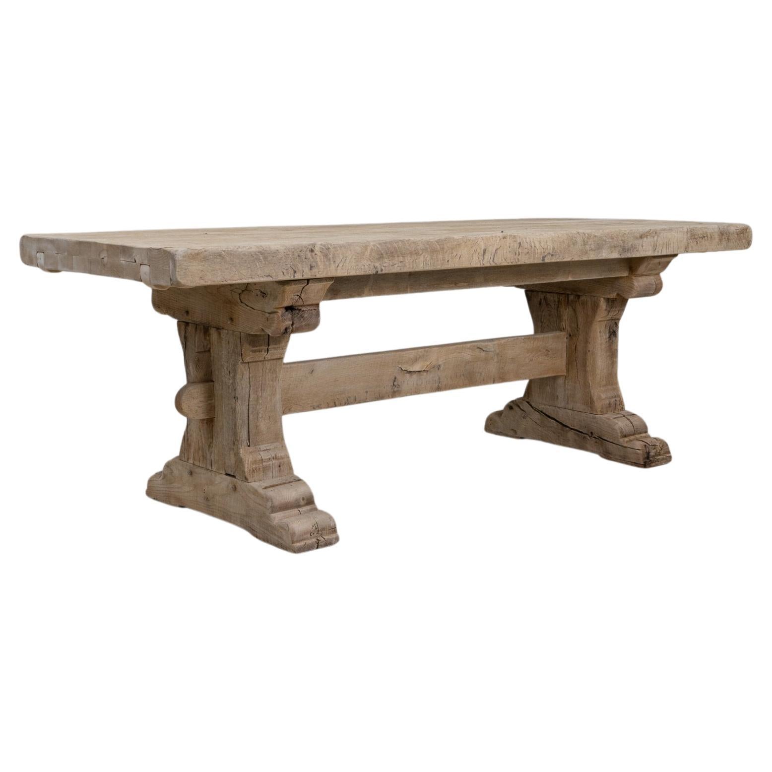 20th Century French Oak Trestle Dining Table