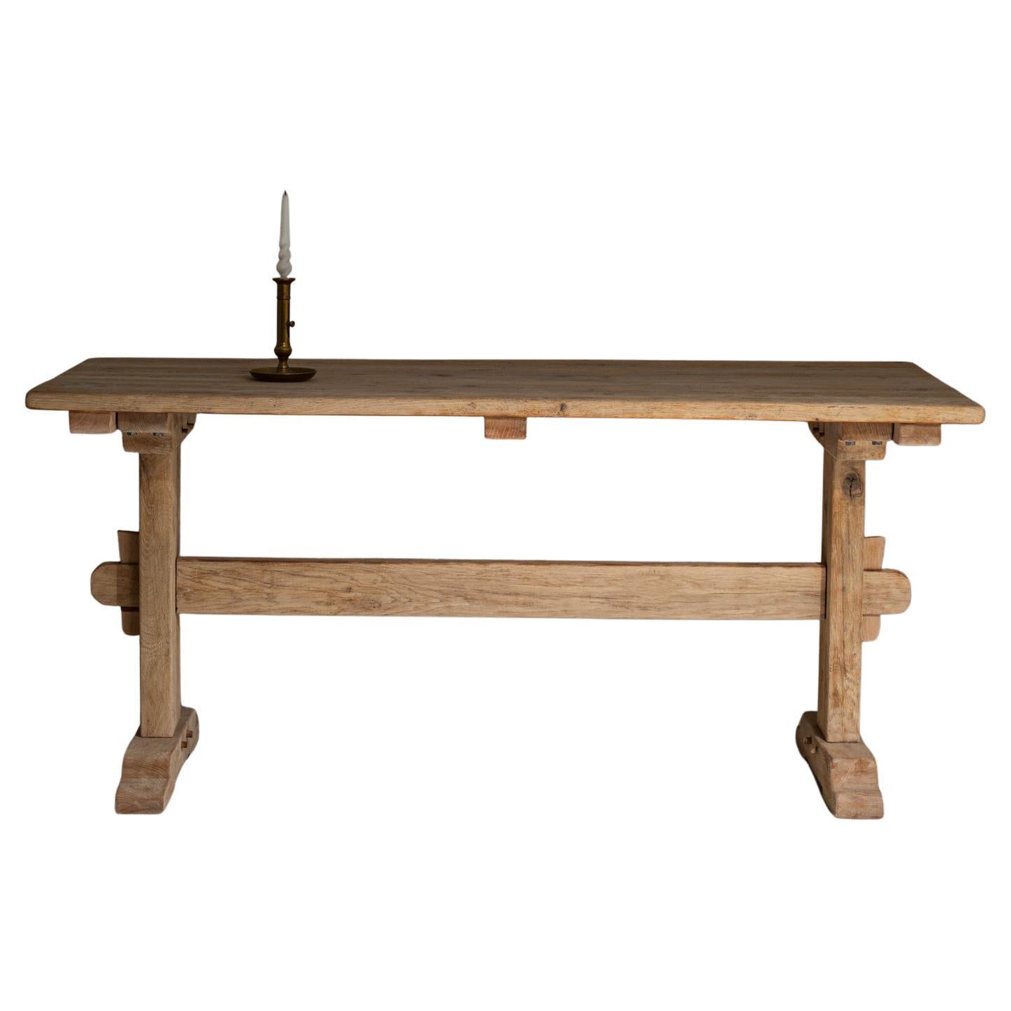 20th Century French Oak Trestle Dining Table For Sale
