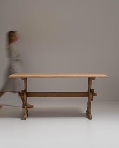 20th Century French Oak Trestle Table with Rustic Charm