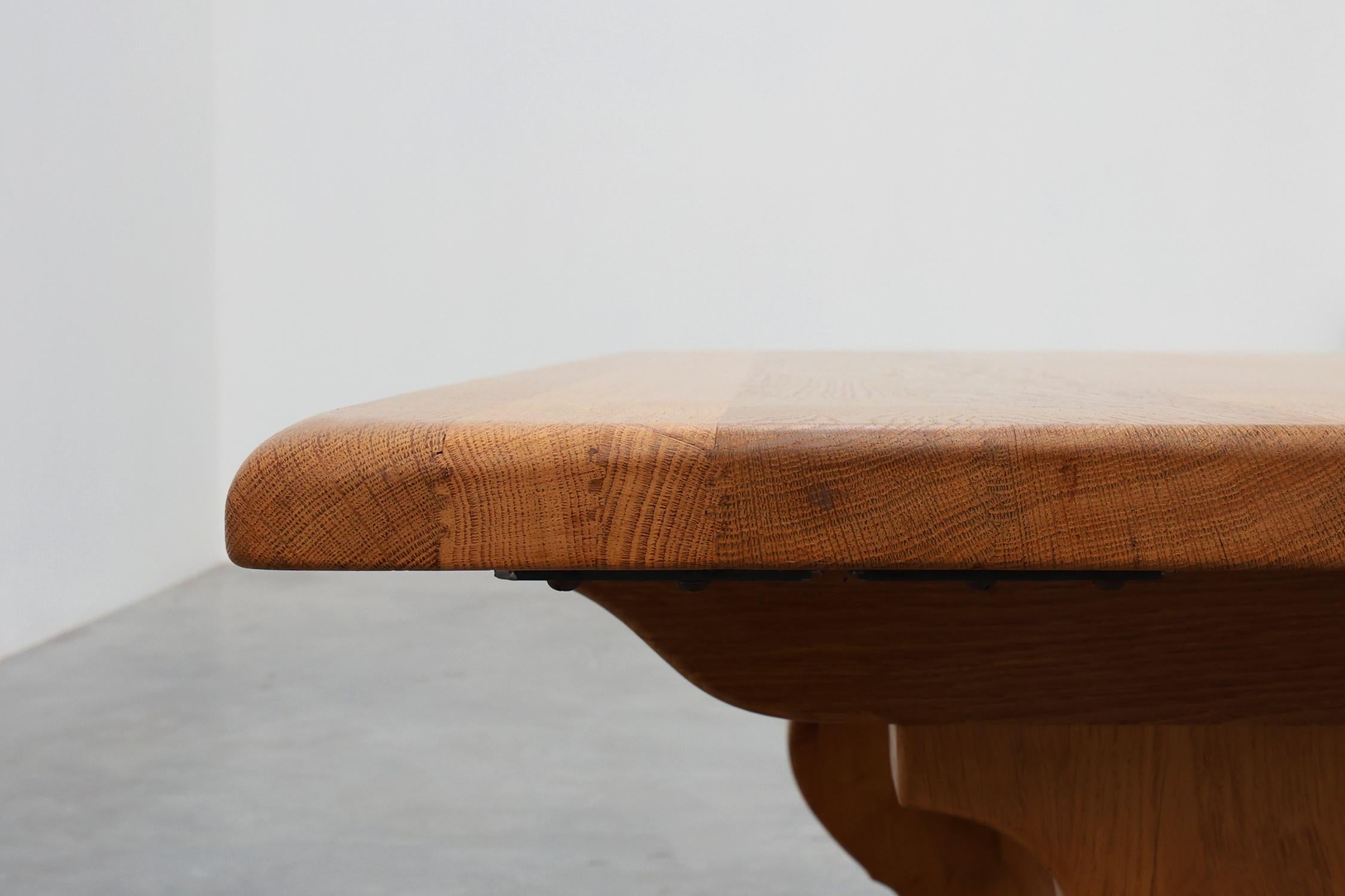 20th Century French oak trestle table with scalloped legs and plank top in vendita 9