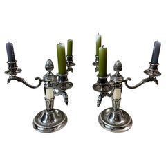 20th century French of Pair Silverplated Candleholder, 1950s