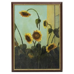 20th Century French Oil on Canvas Painting of Sunflowers