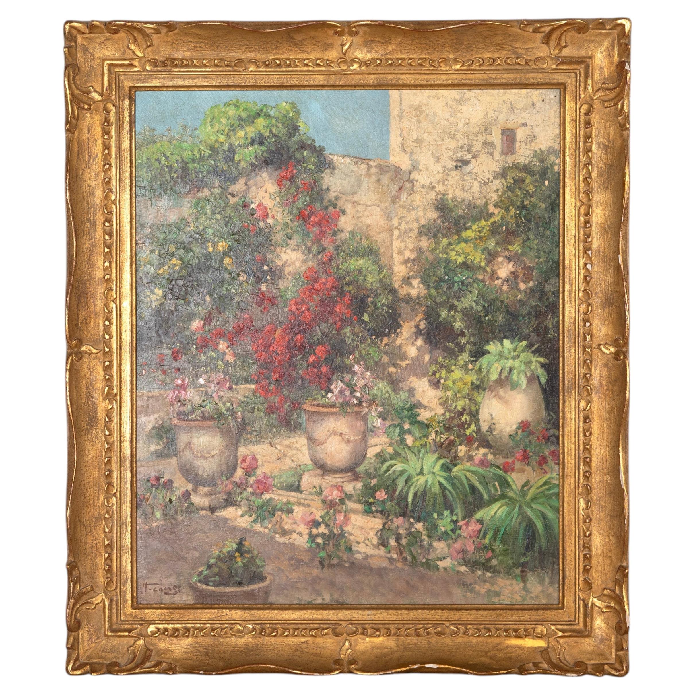 20th Century French Oil Painting 'Garden in Provence' by Honore Camos For Sale