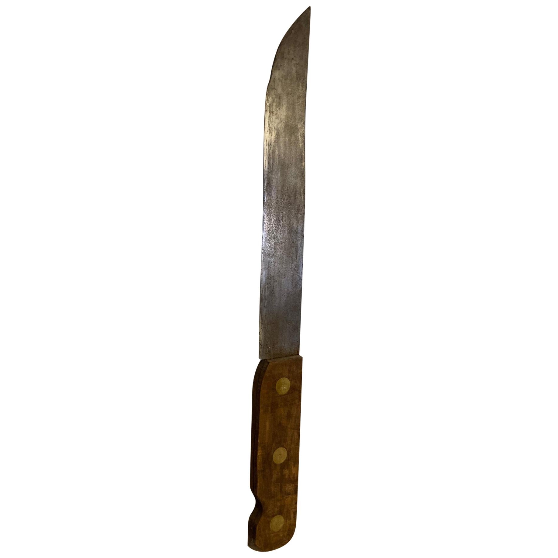 20th century French Old Cutler Signboard Metal and Wood Knife, 1940s For Sale