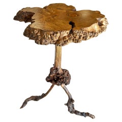 20th Century French Olive Wood Live Edge Side Table