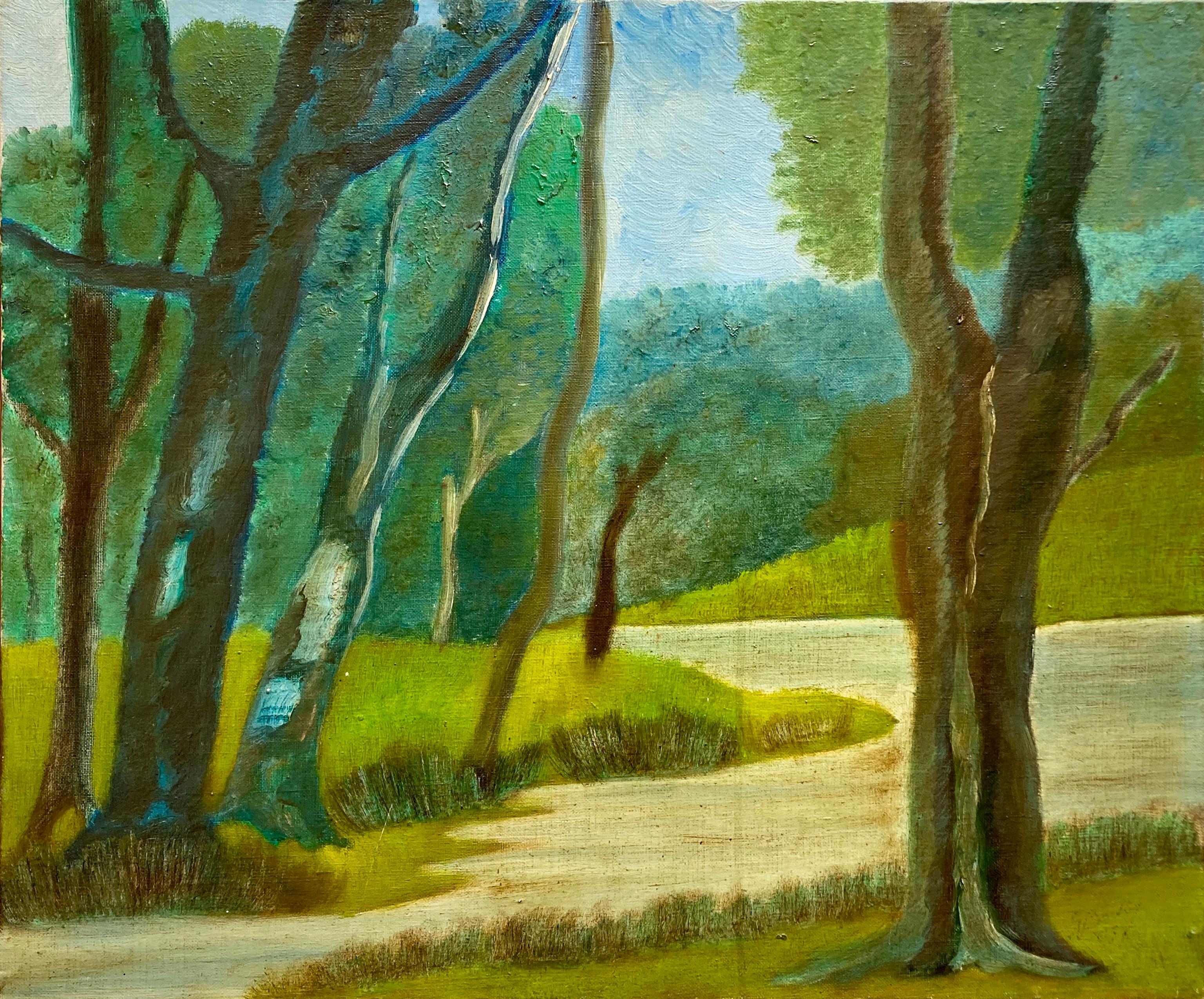 Moderne Peinture de paysage originale française du 20ème siècle sur toile extensible signée 1977  en vente