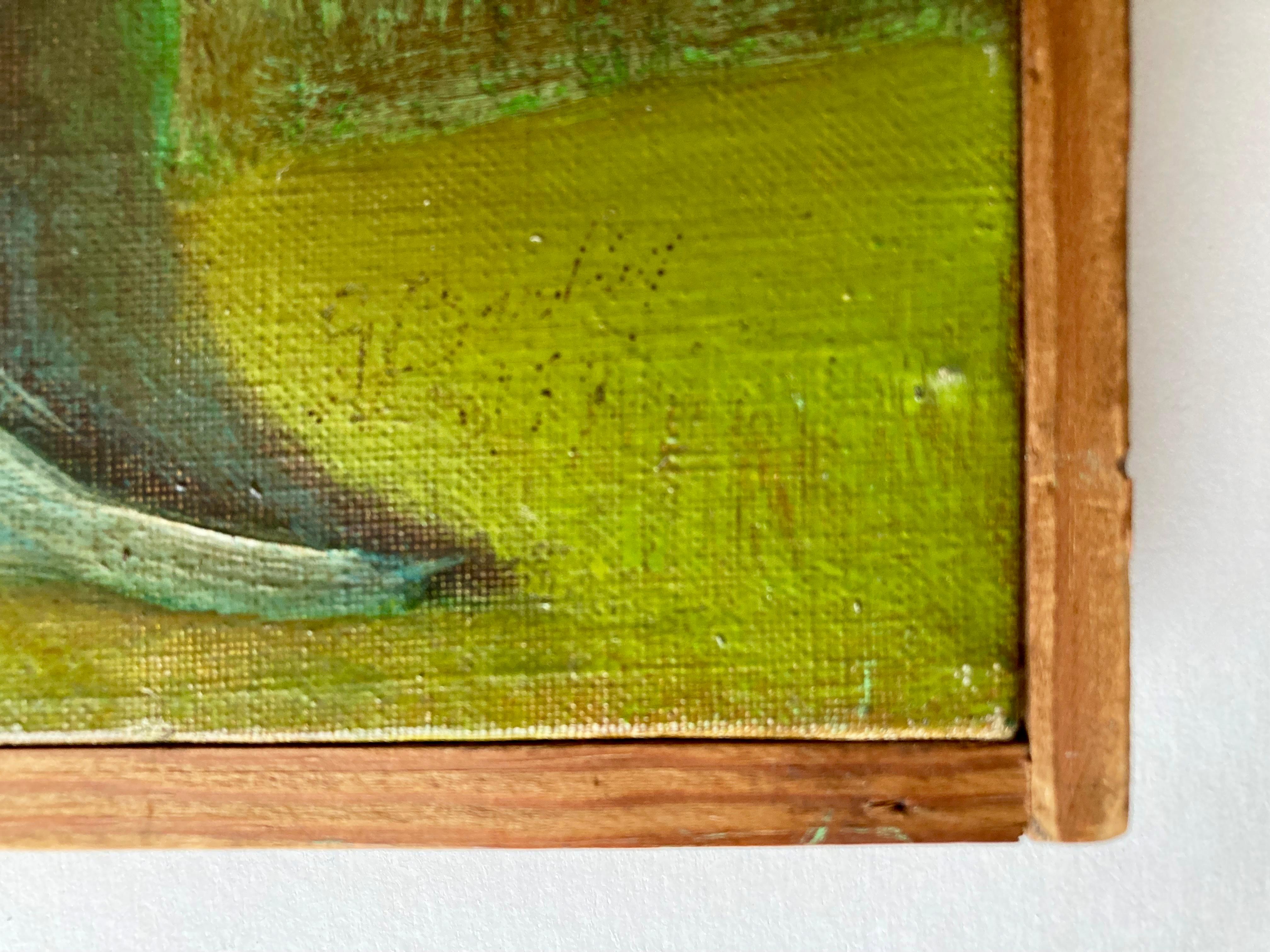 Siglo XX Pintura Original Francesa de Paisaje sobre Lienzo Estirado Firmada 1977 Francés en venta