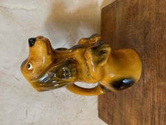 20th century French Painted Ceramic Dog Pitcher, 1960s