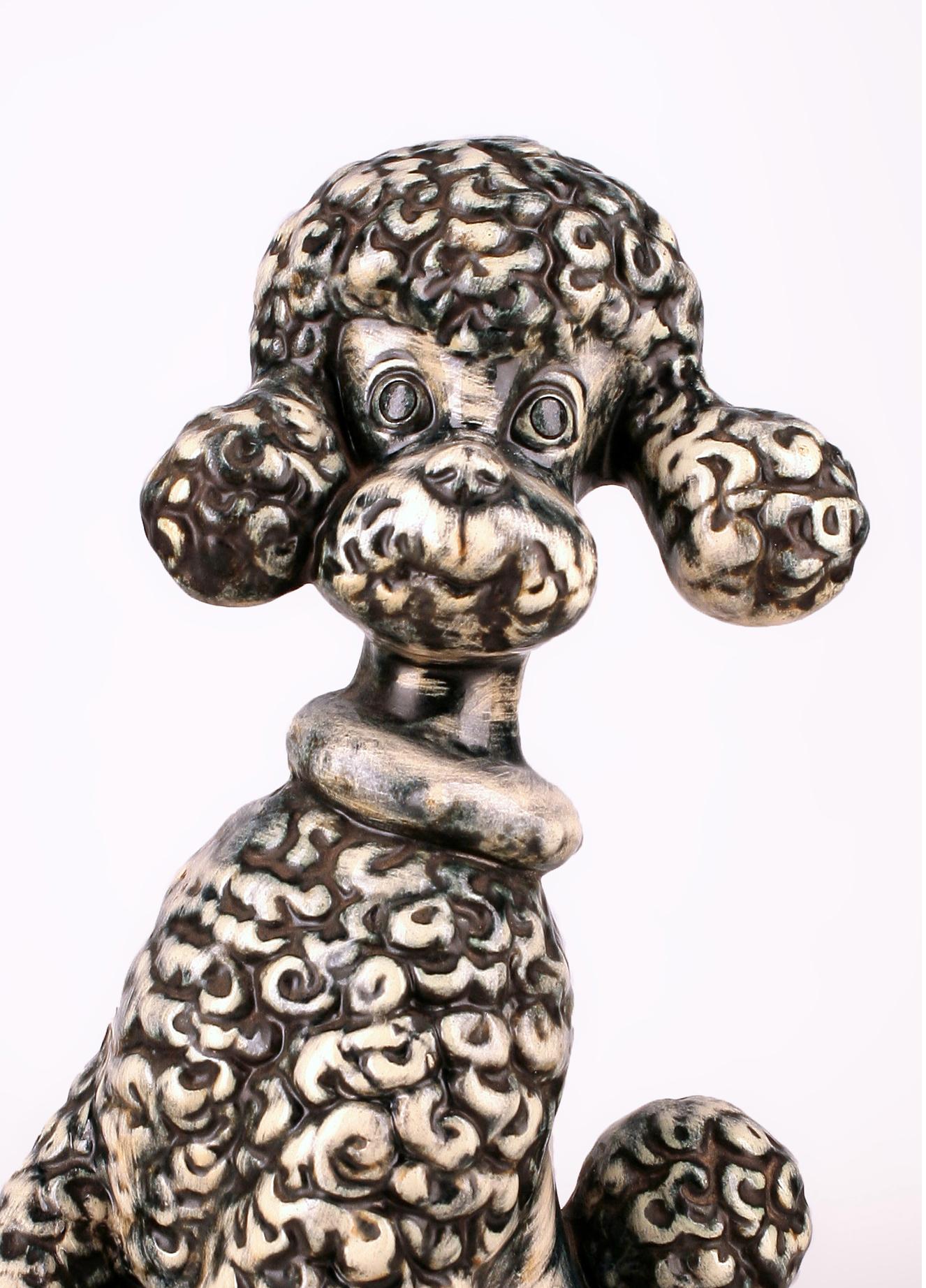 20th Century French Painted Ceramic Figure of a Poodle/Dog by Atelier Primavera In Good Condition For Sale In North Miami, FL