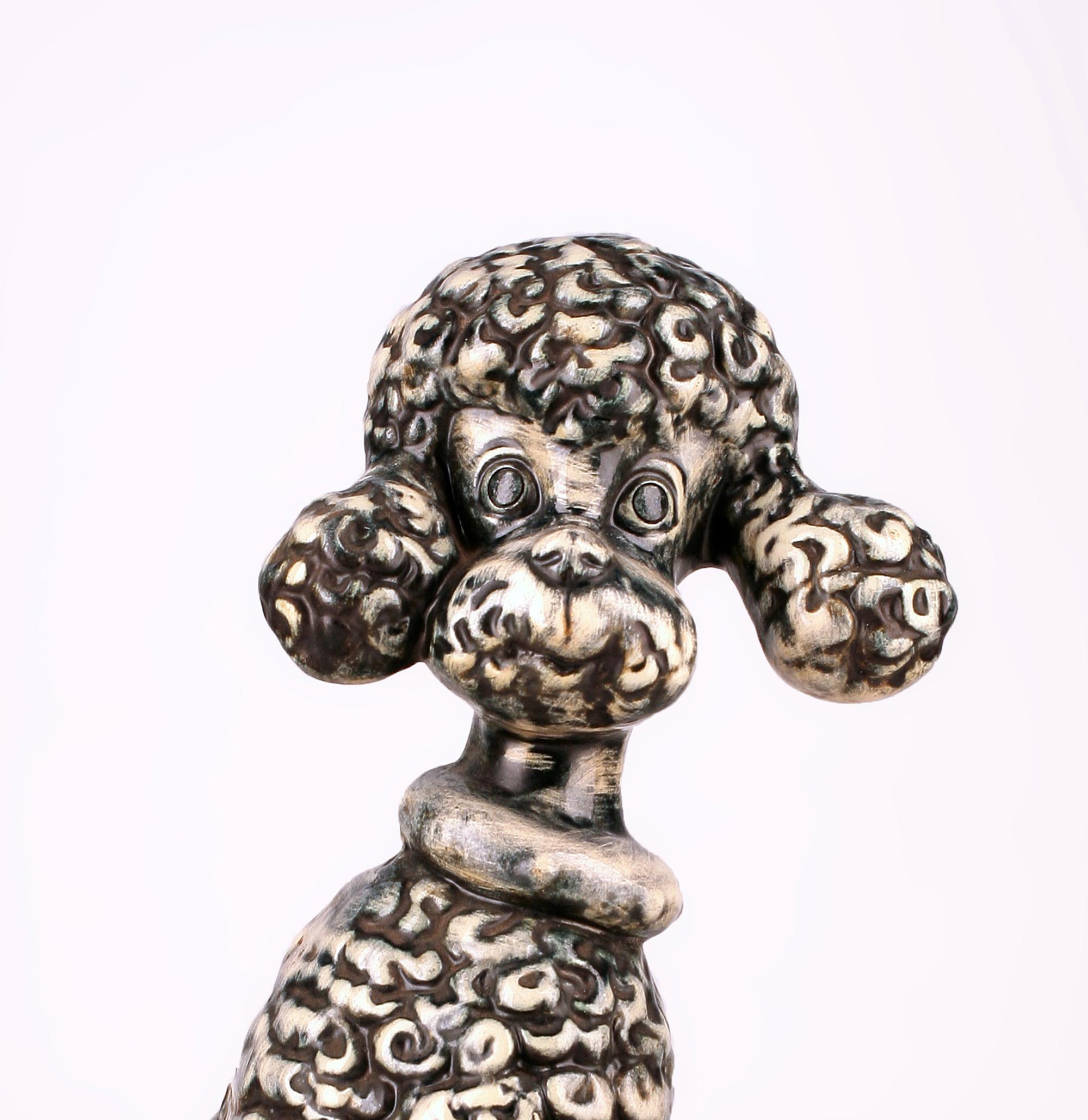 Molded 20th Century French Painted Ceramic Figure of a Poodle/Dog by Atelier Primavera For Sale