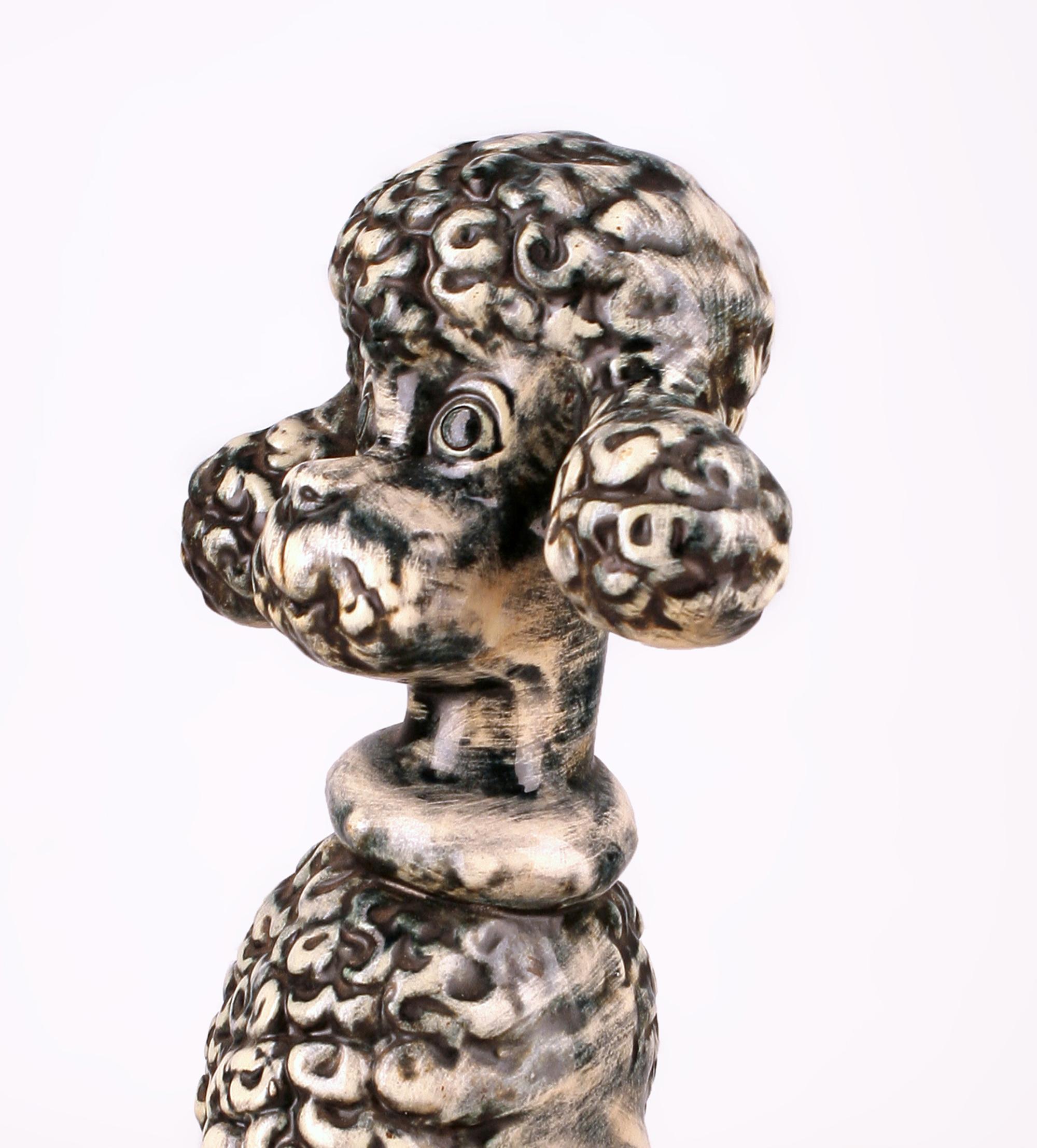 20th Century French Painted Ceramic Figure of a Poodle/Dog by Atelier Primavera In Good Condition For Sale In North Miami, FL