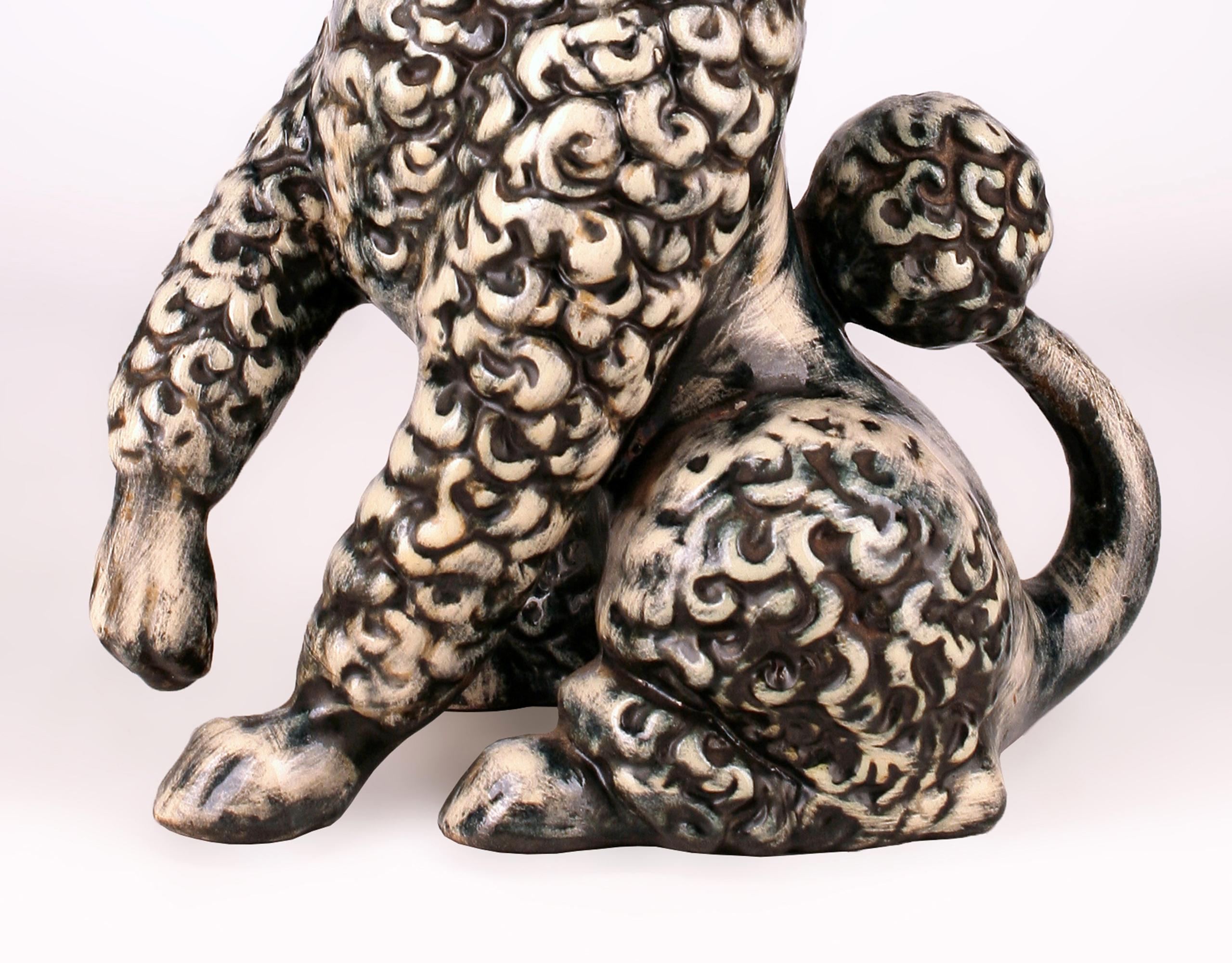 20th Century French Painted Ceramic Figure of a Poodle/Dog by Atelier Primavera For Sale 2