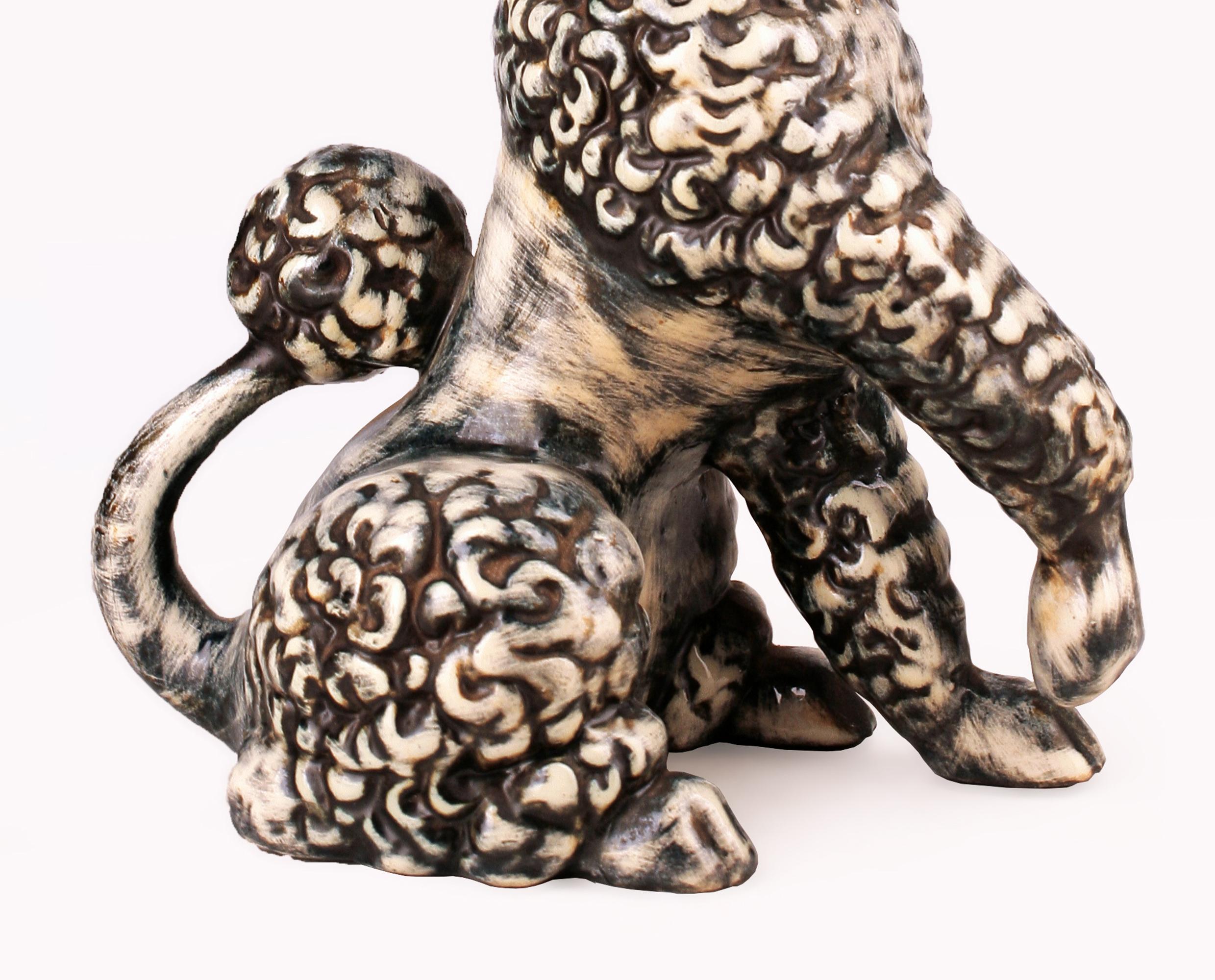 20th Century French Painted Ceramic Figure of a Poodle/Dog by Atelier Primavera For Sale 3