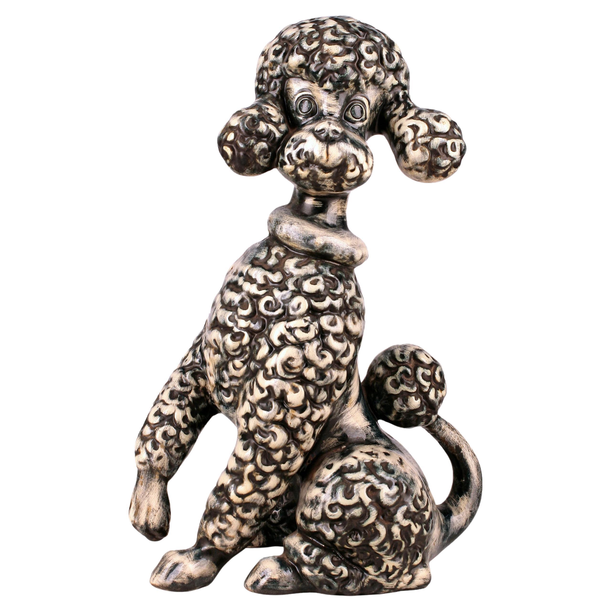 20th Century French Painted Ceramic Figure of a Poodle/Dog by Atelier Primavera For Sale