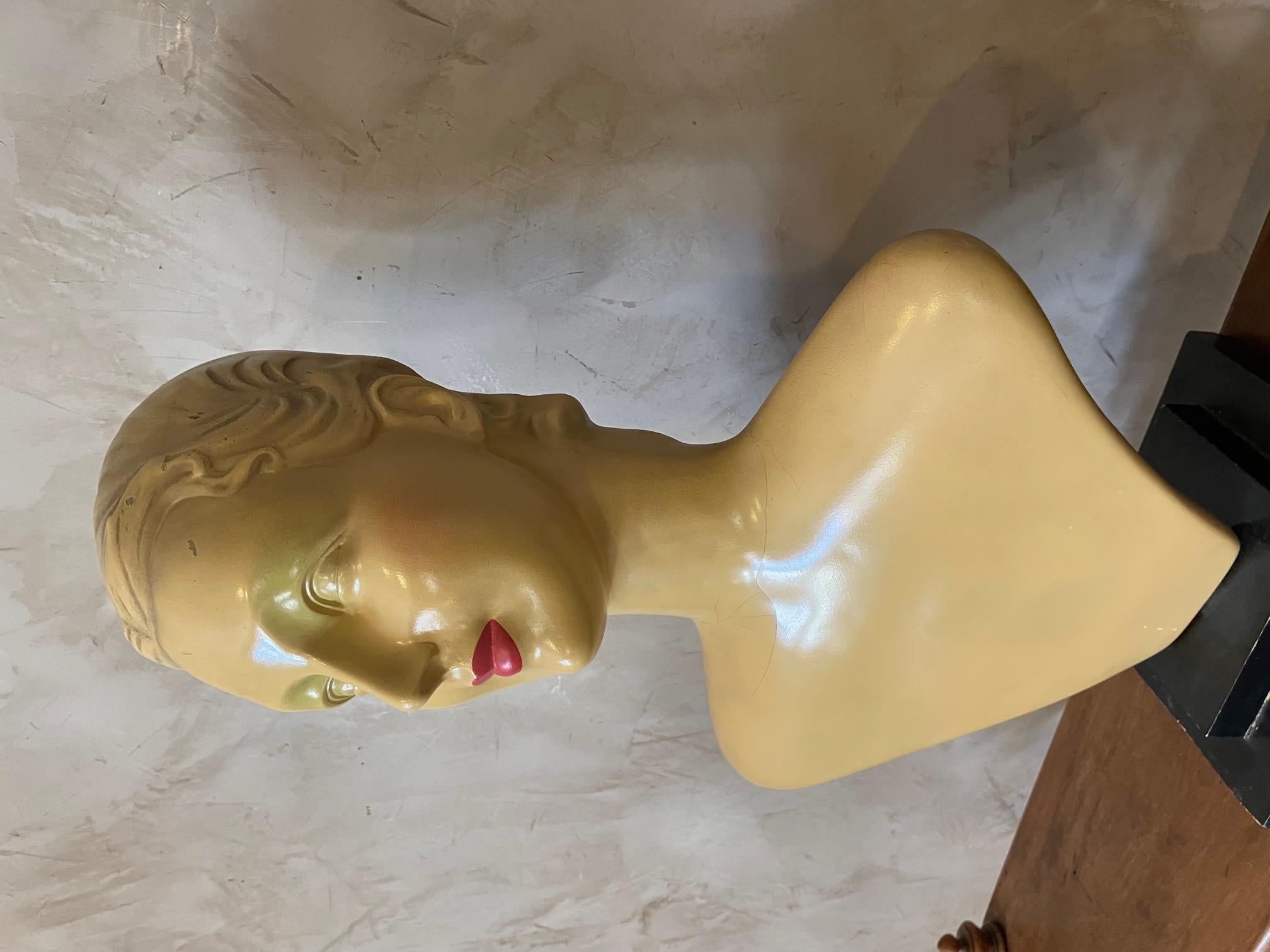 Mid-20th Century 20th century French Painted Fiberglass Fashion Bust, 1930s