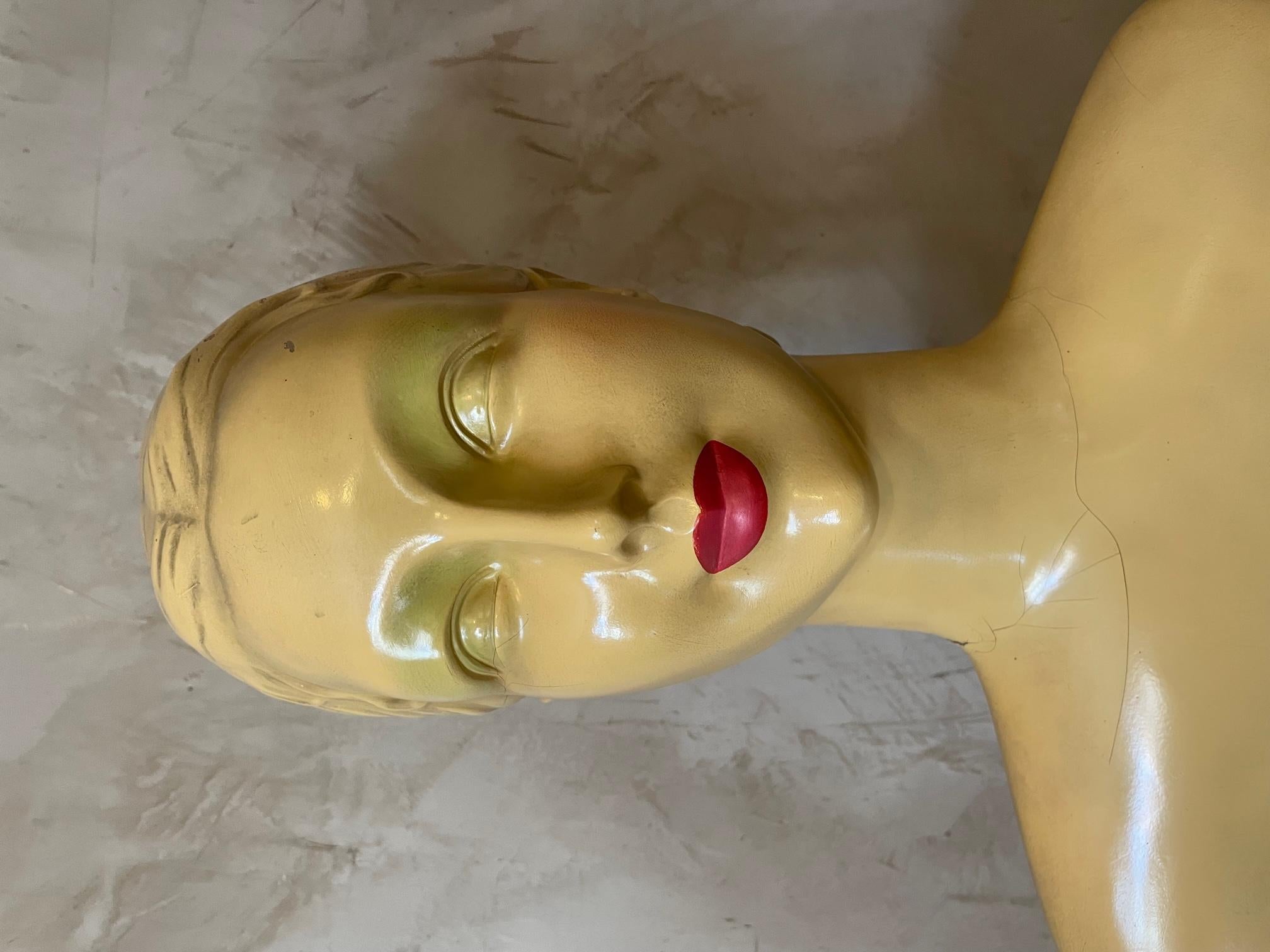 20th century French Painted Fiberglass Fashion Bust, 1930s 3