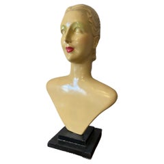 20th century French Painted Fiberglass Fashion Bust, 1930s