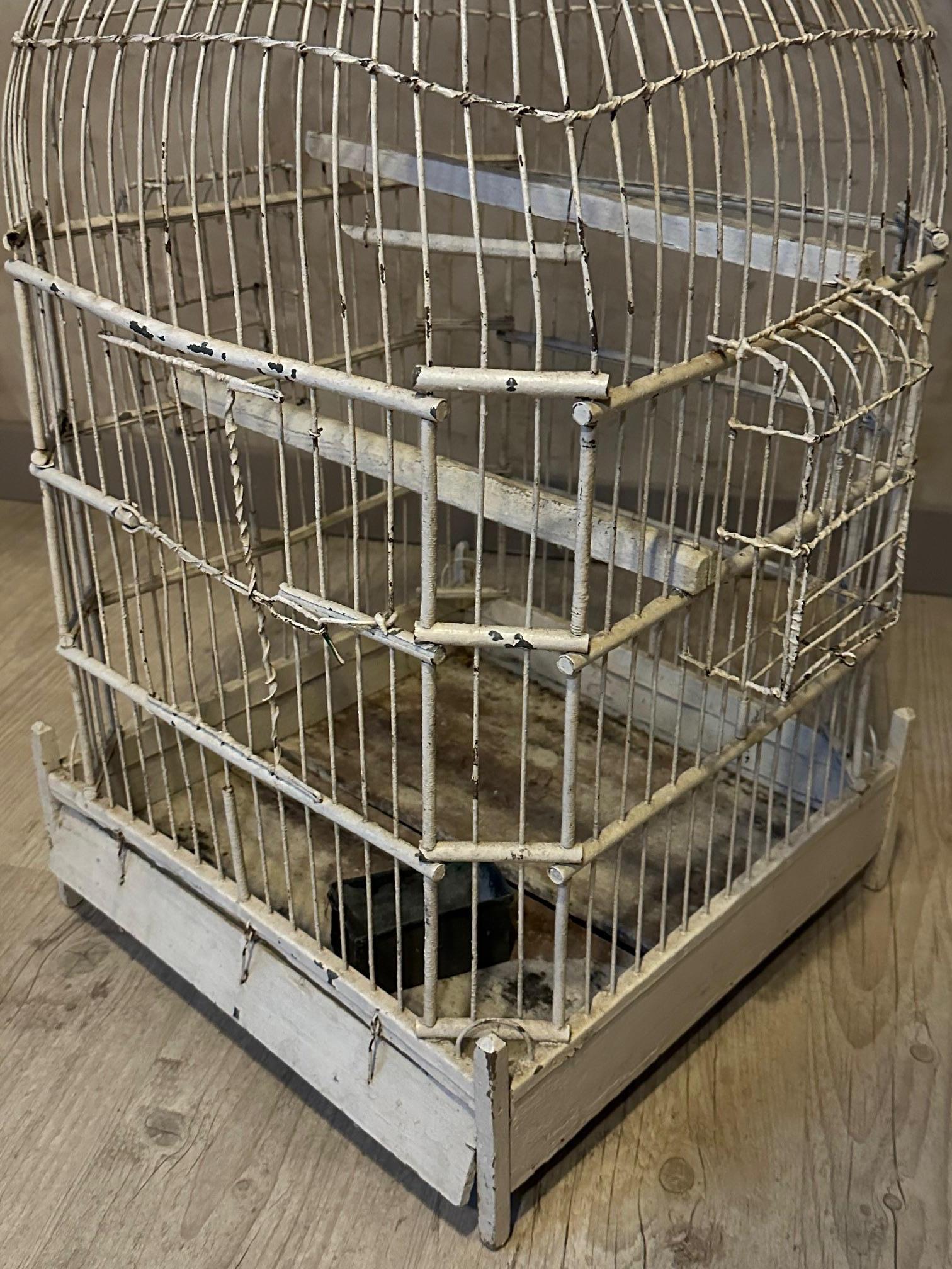 20th century French Painted Metal and Wood Bird Cage, 1920s For Sale 3