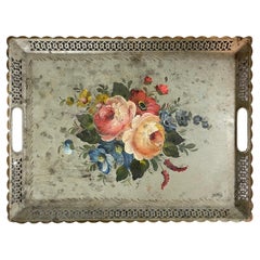 Antique 20th Century French Painted Metal Tray