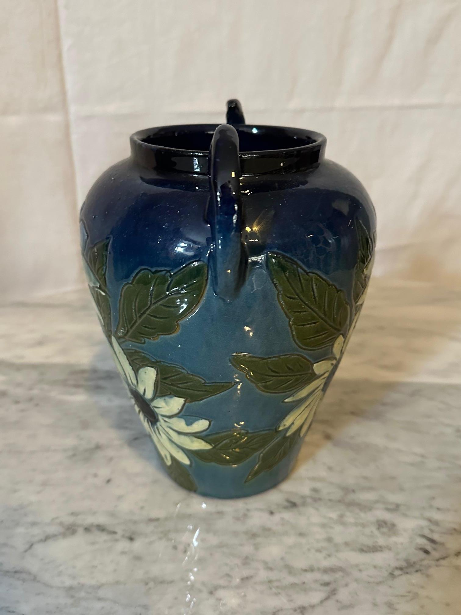 20th century French Painted Terracotta Fauquet Vase, 1940s For Sale 3