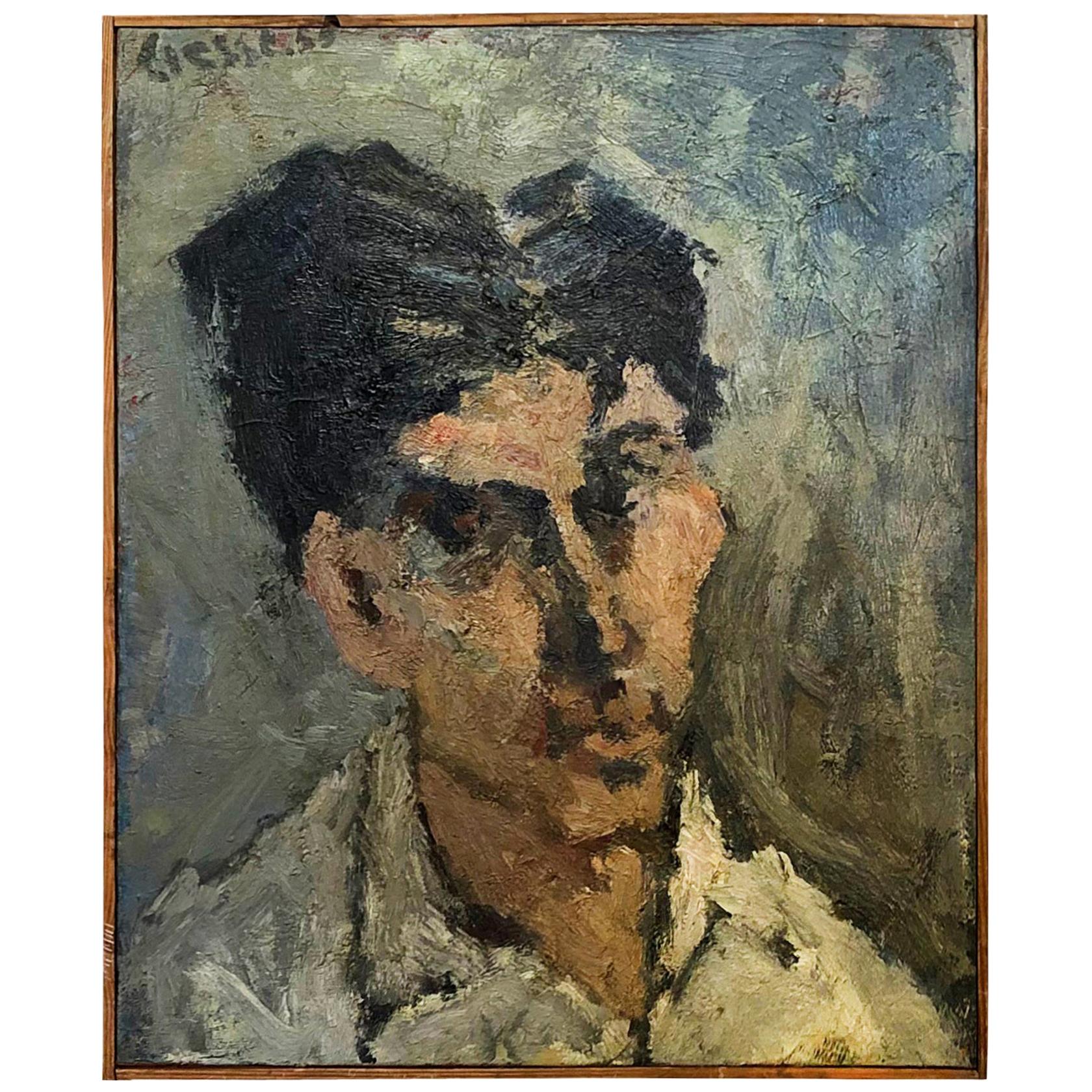 20th Century French Painting, Small Self-Portrait of Daniel Clesse