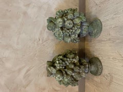 20th Century French Pair of Antique Cast Stone Bouquet, 1940s