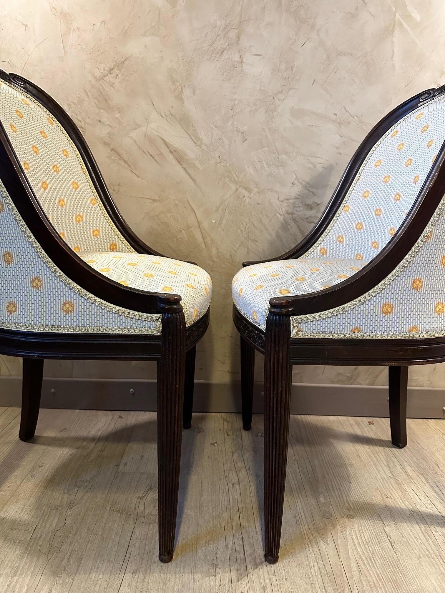 20th century French Pair of Art deco Armchairs, 1925s For Sale 4