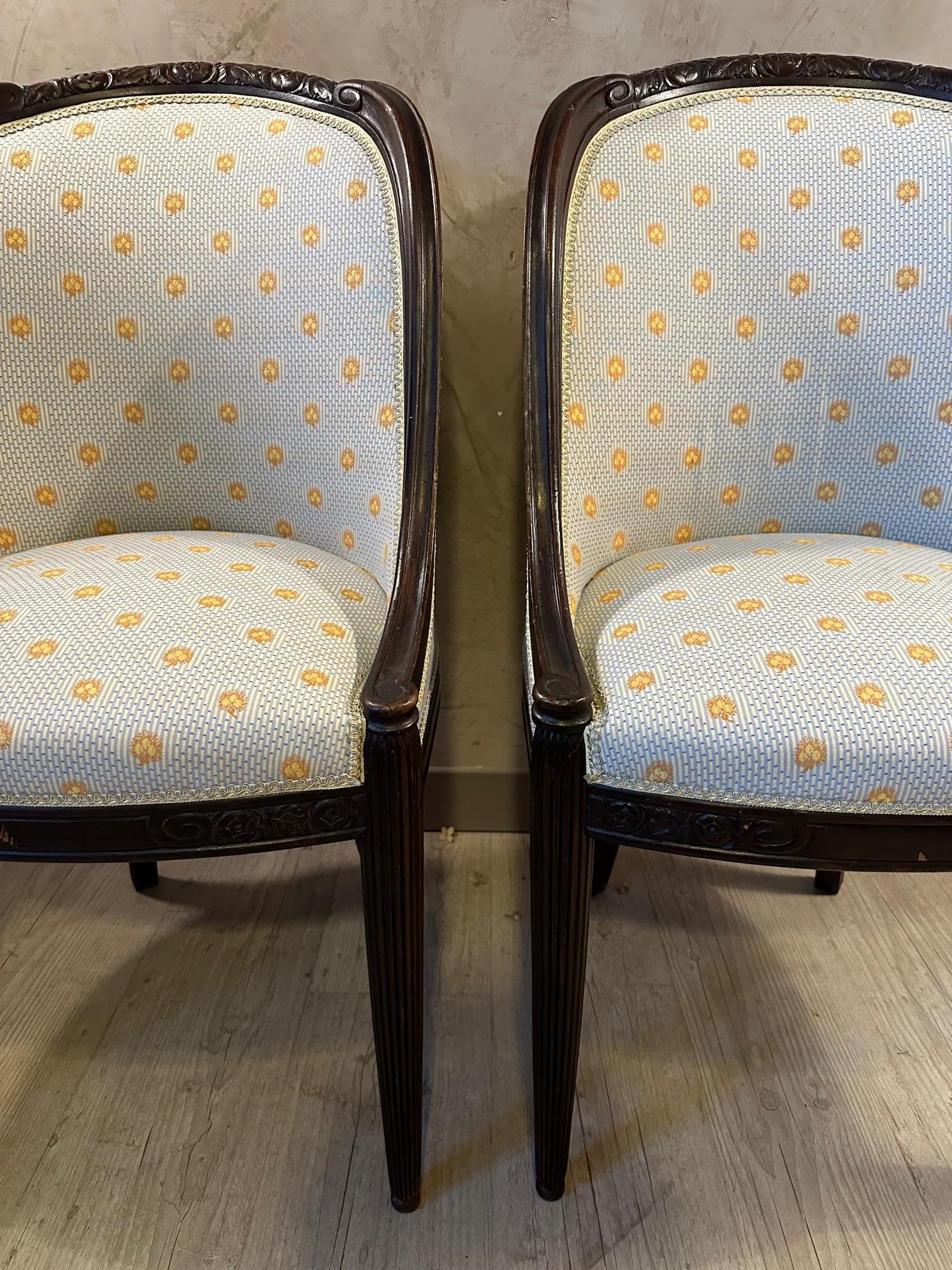 20th century French Pair of Art deco Armchairs, 1925s For Sale 1