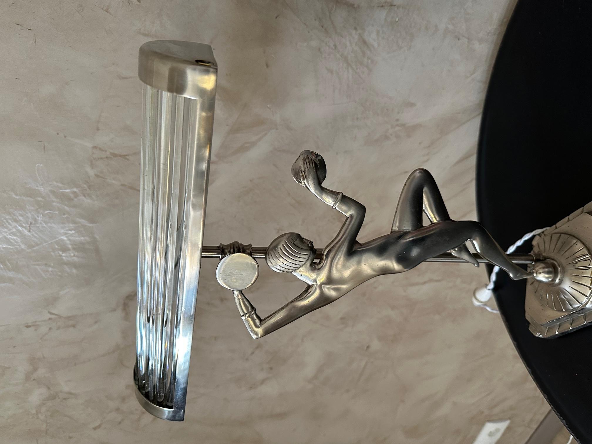 Paar französische verchromte Art-Déco-Tischlampen aus Metall, 20. Jahrhundert, 1930er Jahre im Angebot 2