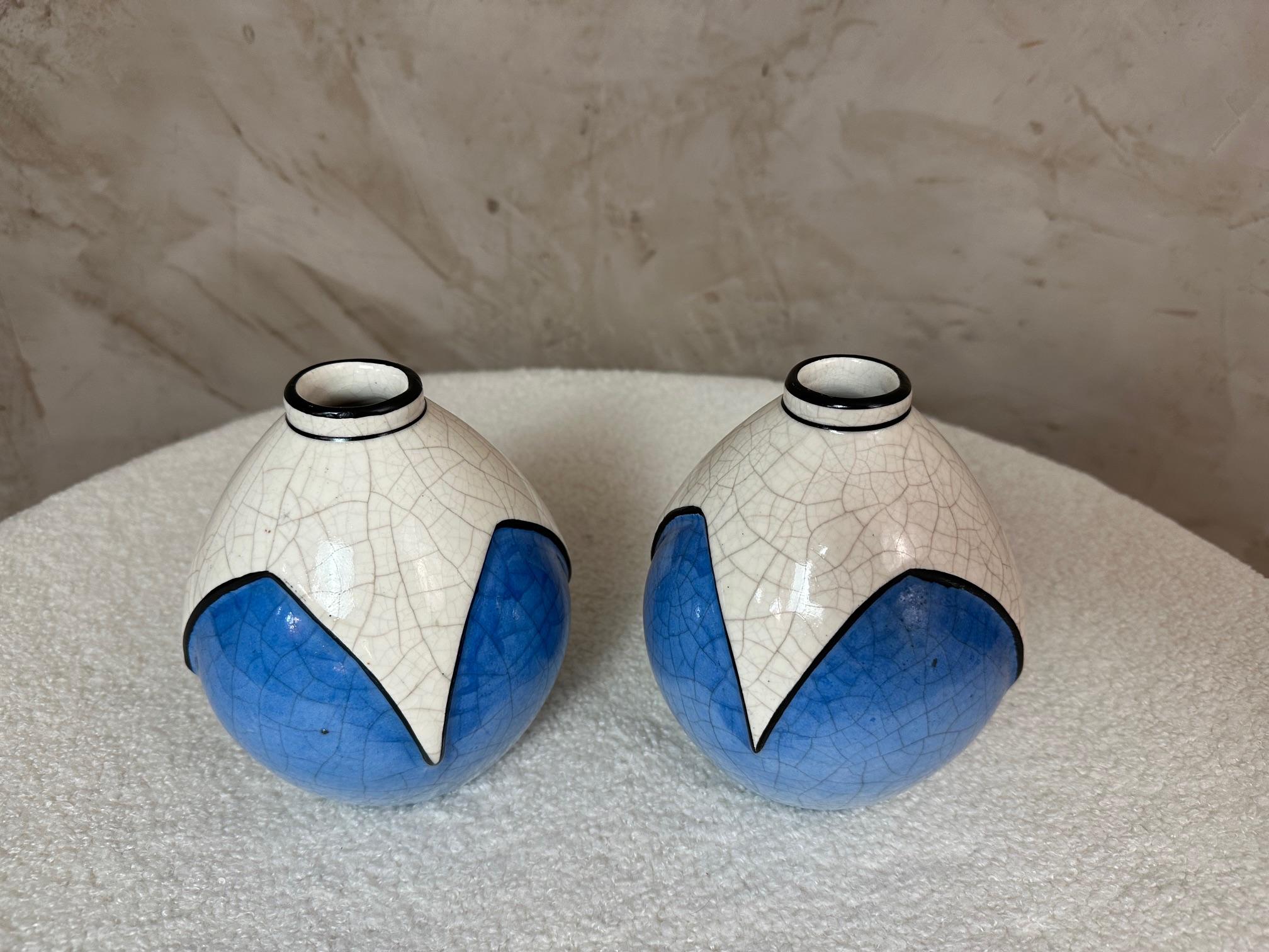 Art déco 20e siècle Paire de vases Longwy Art Déco, 1930 en vente