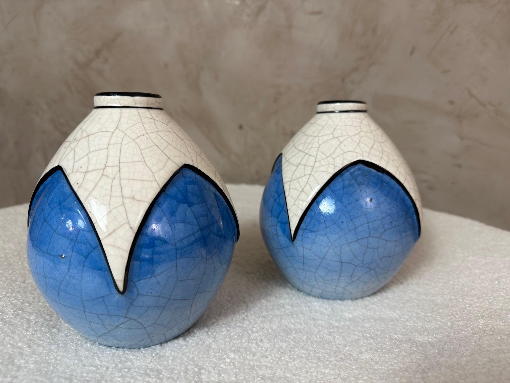 Français 20e siècle Paire de vases Longwy Art Déco, 1930 en vente
