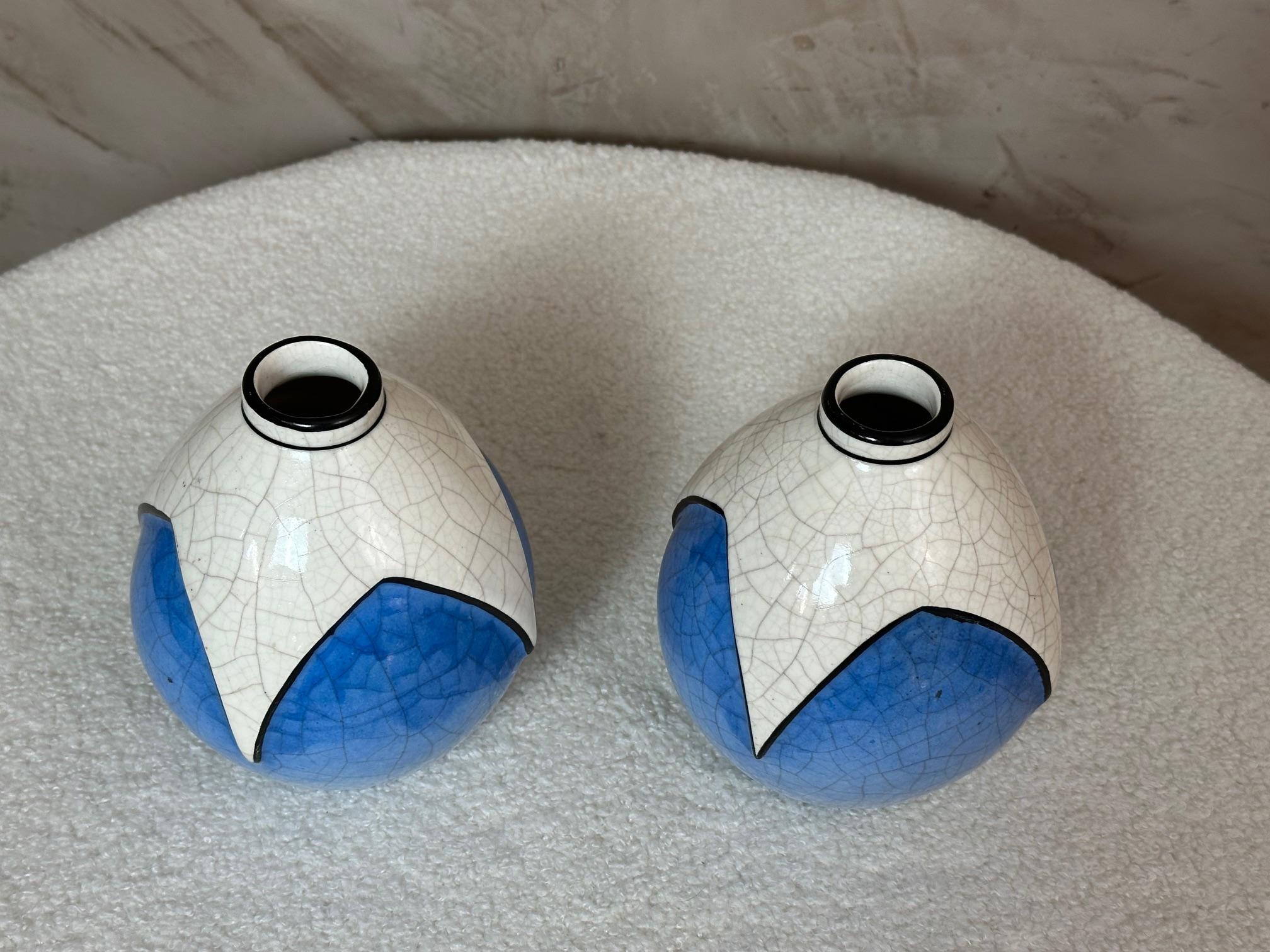 Milieu du XXe siècle 20e siècle Paire de vases Longwy Art Déco, 1930 en vente