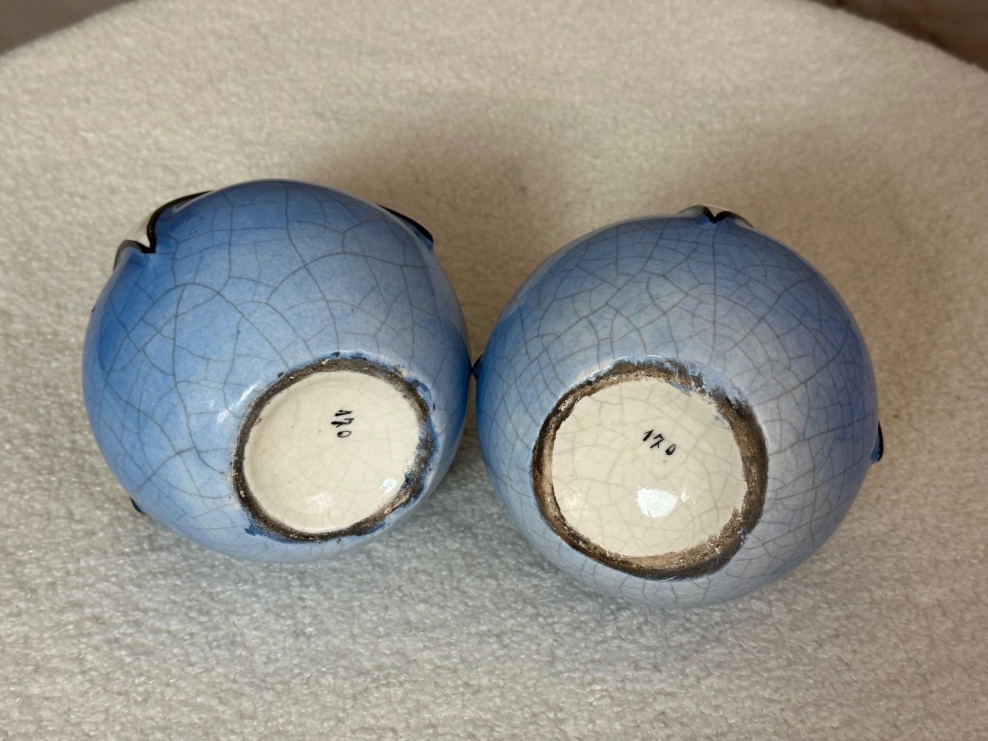 Poterie 20e siècle Paire de vases Longwy Art Déco, 1930 en vente