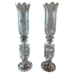 20th century French Pair of Baccarat Crystal Candelabras, 1950s