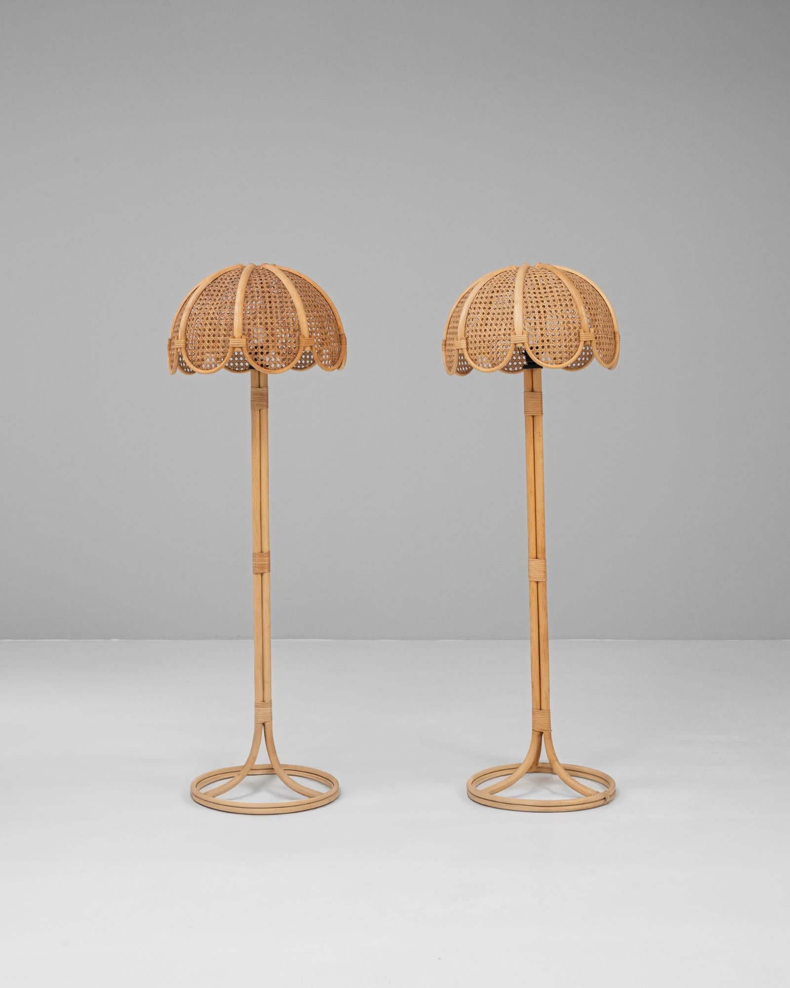 20ième siècle Paire de lampadaires en bambou français du 20e siècle en vente