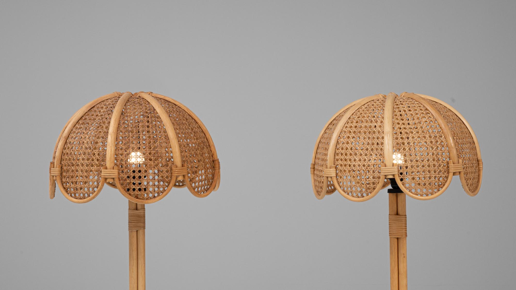 Paire de lampadaires en bambou français du 20e siècle en vente 3