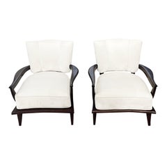 Paire de fauteuils français en hêtre du 20ème siècle par Etienne-Henri Martin & Steiner