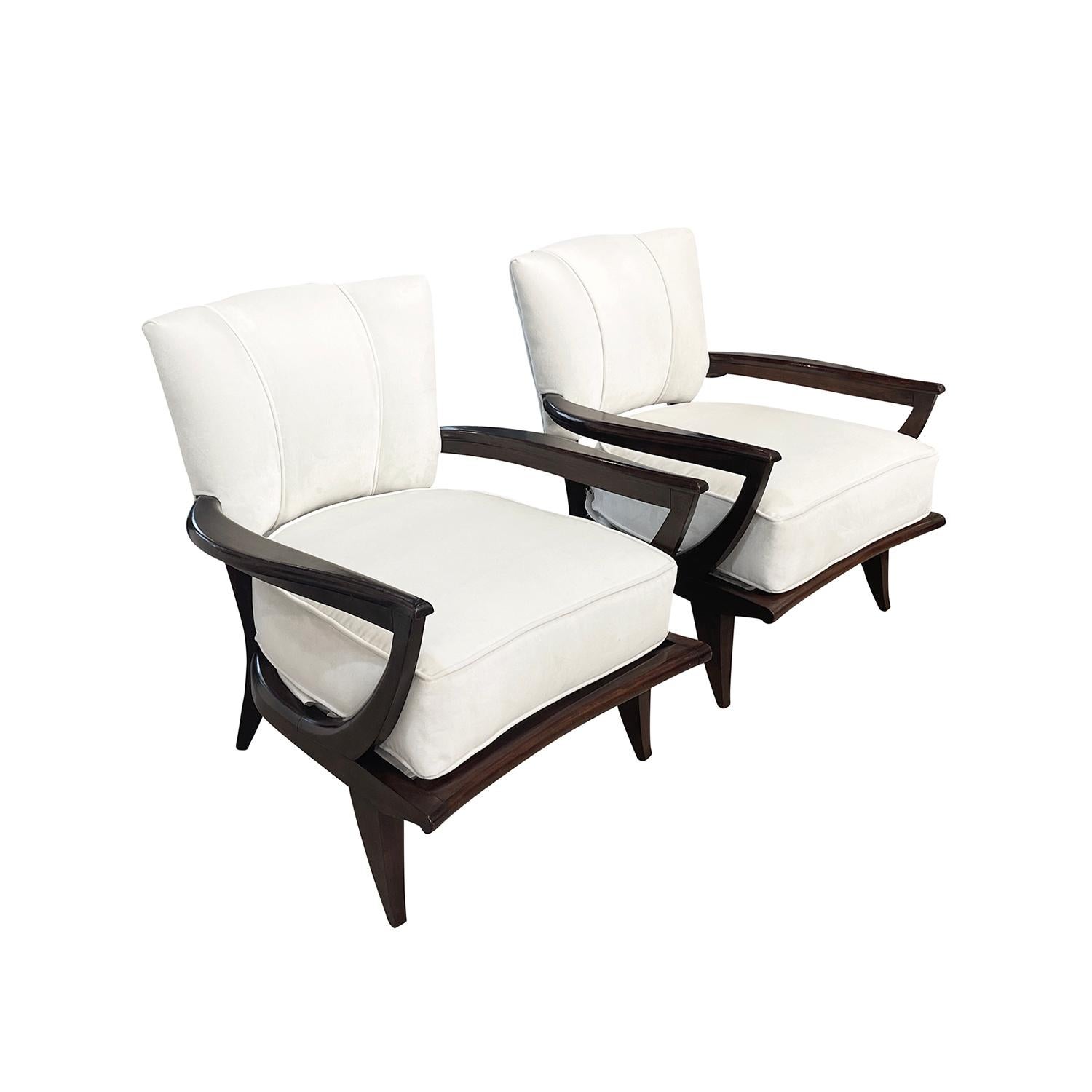 Art Deco 20th Century French Pair of Beech Armchairs by Etienne-Henri Martin & Steiner For Sale