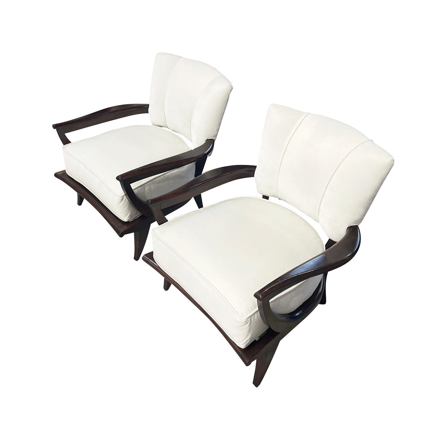 Polished 20th Century French Pair of Beech Armchairs by Etienne-Henri Martin & Steiner For Sale