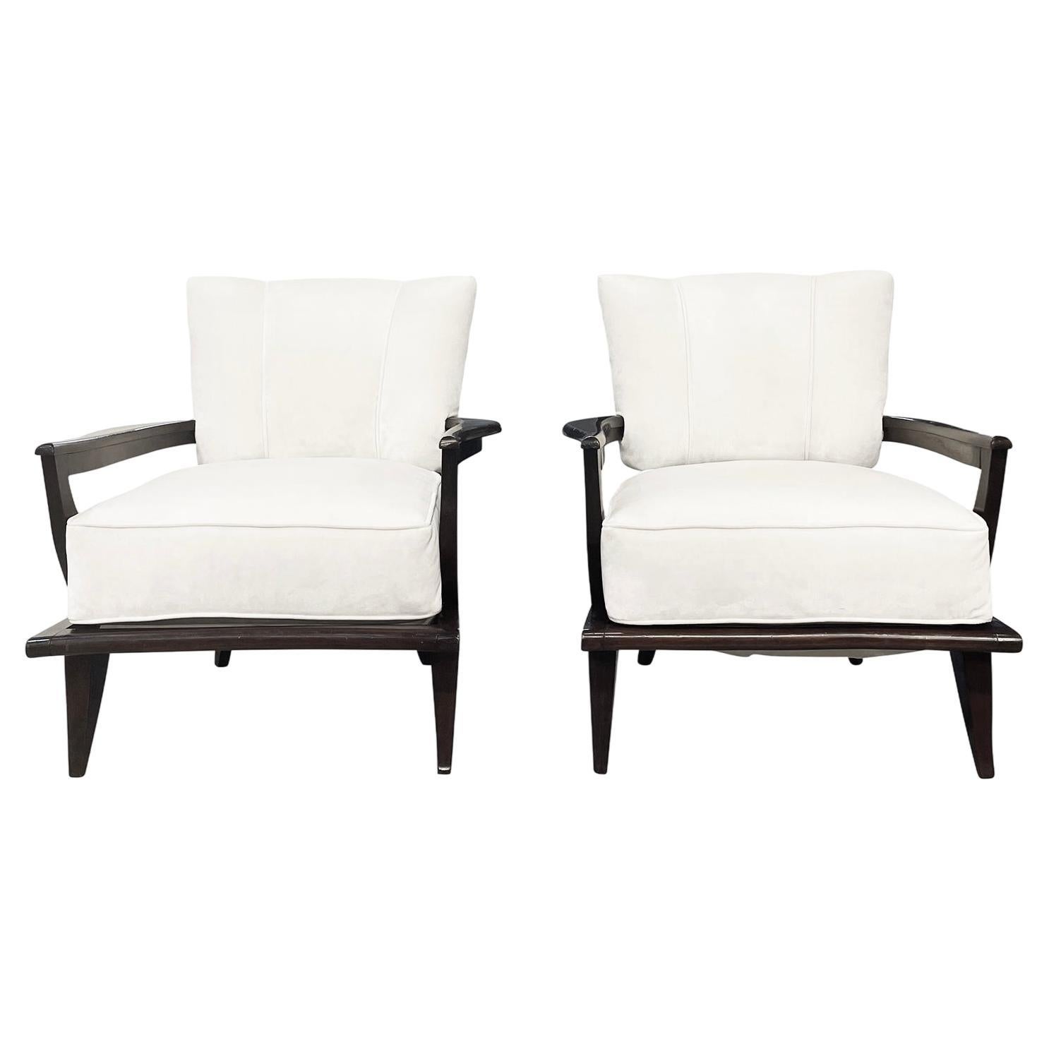 20th Century French Pair of Beech Armchairs by Etienne-Henri Martin & Steiner
